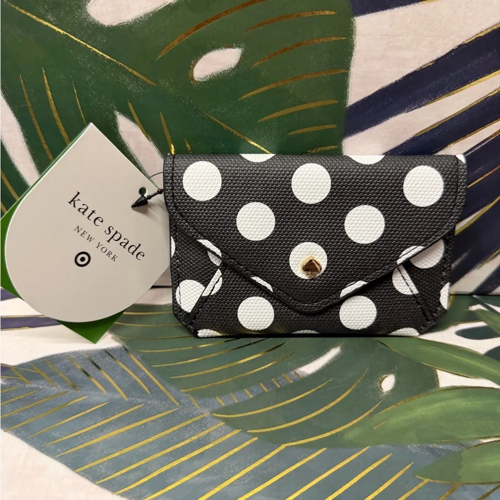 Kate Spade x Target Black and White Polka Dot Card Holder NWT